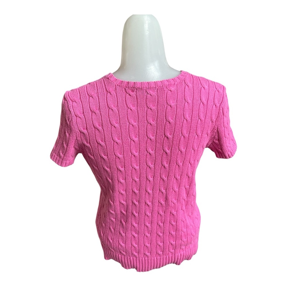 Ralph Lauren Sport Y2K Bright Pink Cable Knit Sweater size M - Picture 2 of 6